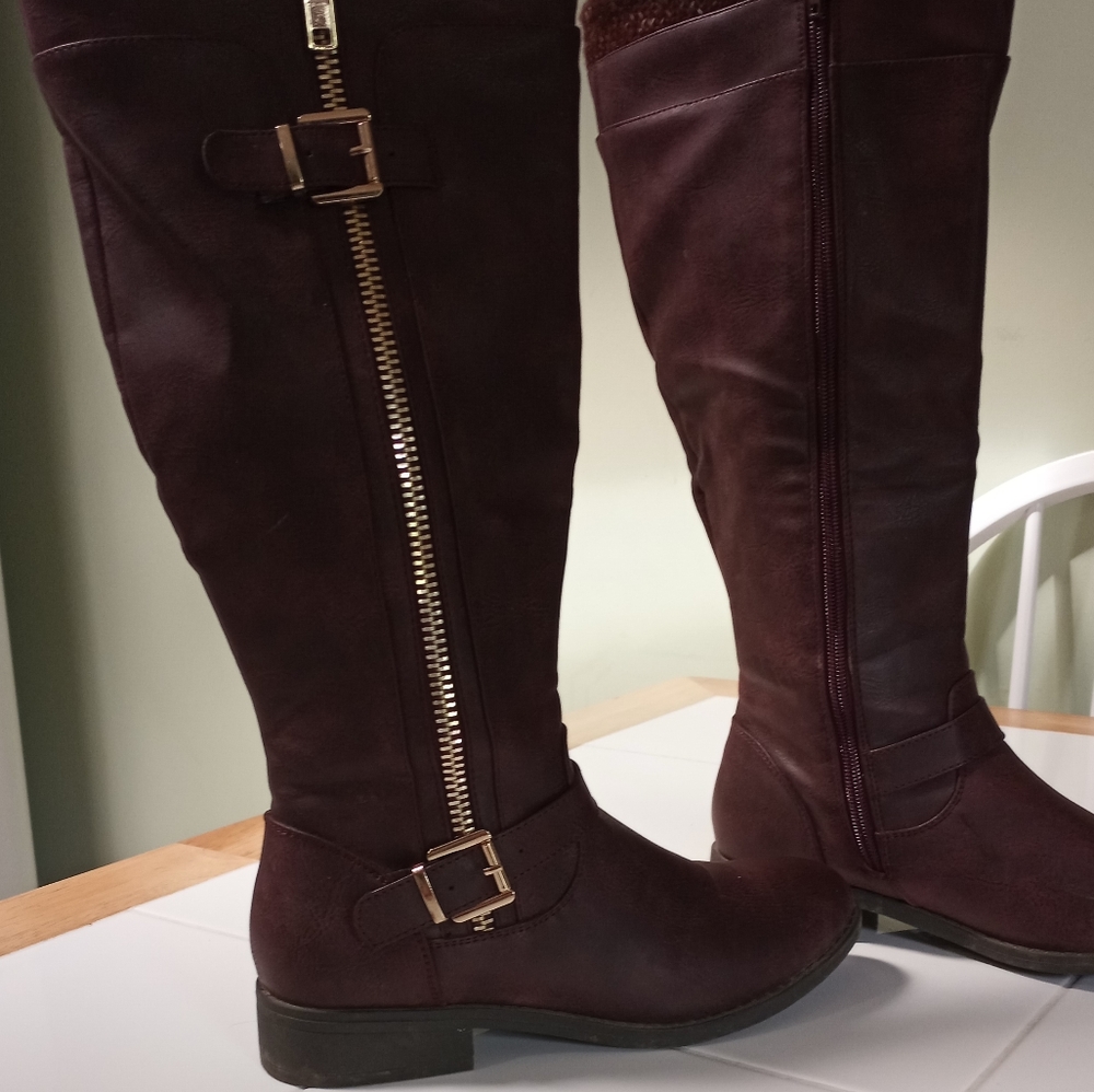 Burgundy Knee High Boots
